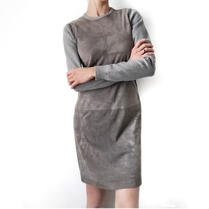 Ralph Lauren Black Label - Gray Suede Long Sleeve Sweater Dress - Size Small
